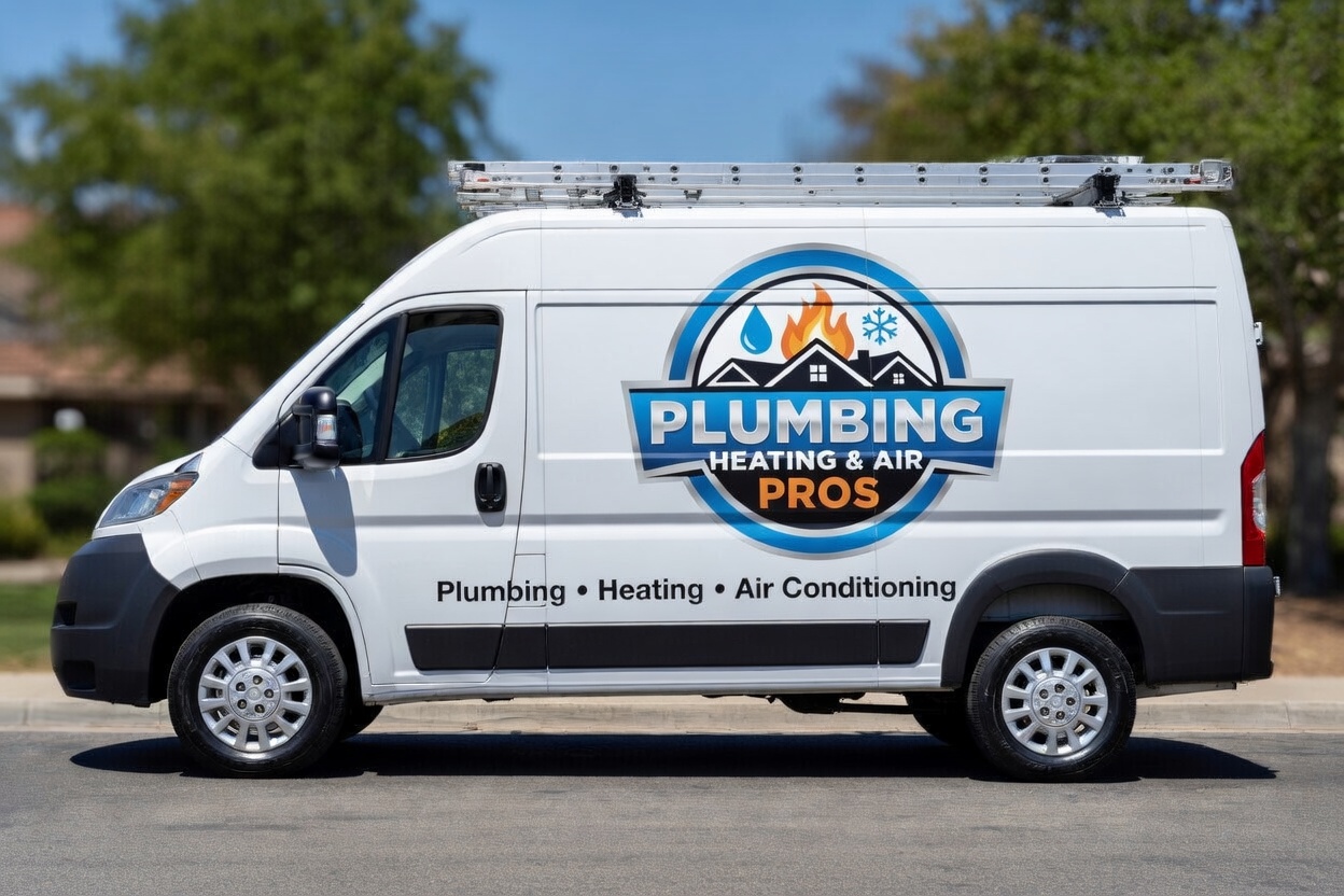 Local plumbing heating and air service van serving Menlo Park